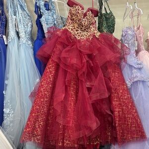 Elegant Red and Gold Gown